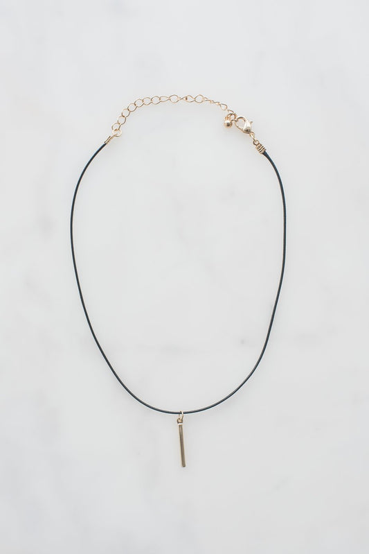Choker with Gold Pendant-(4371055345762)