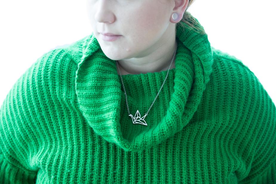 Origami Crane Necklace-(4371055738978)