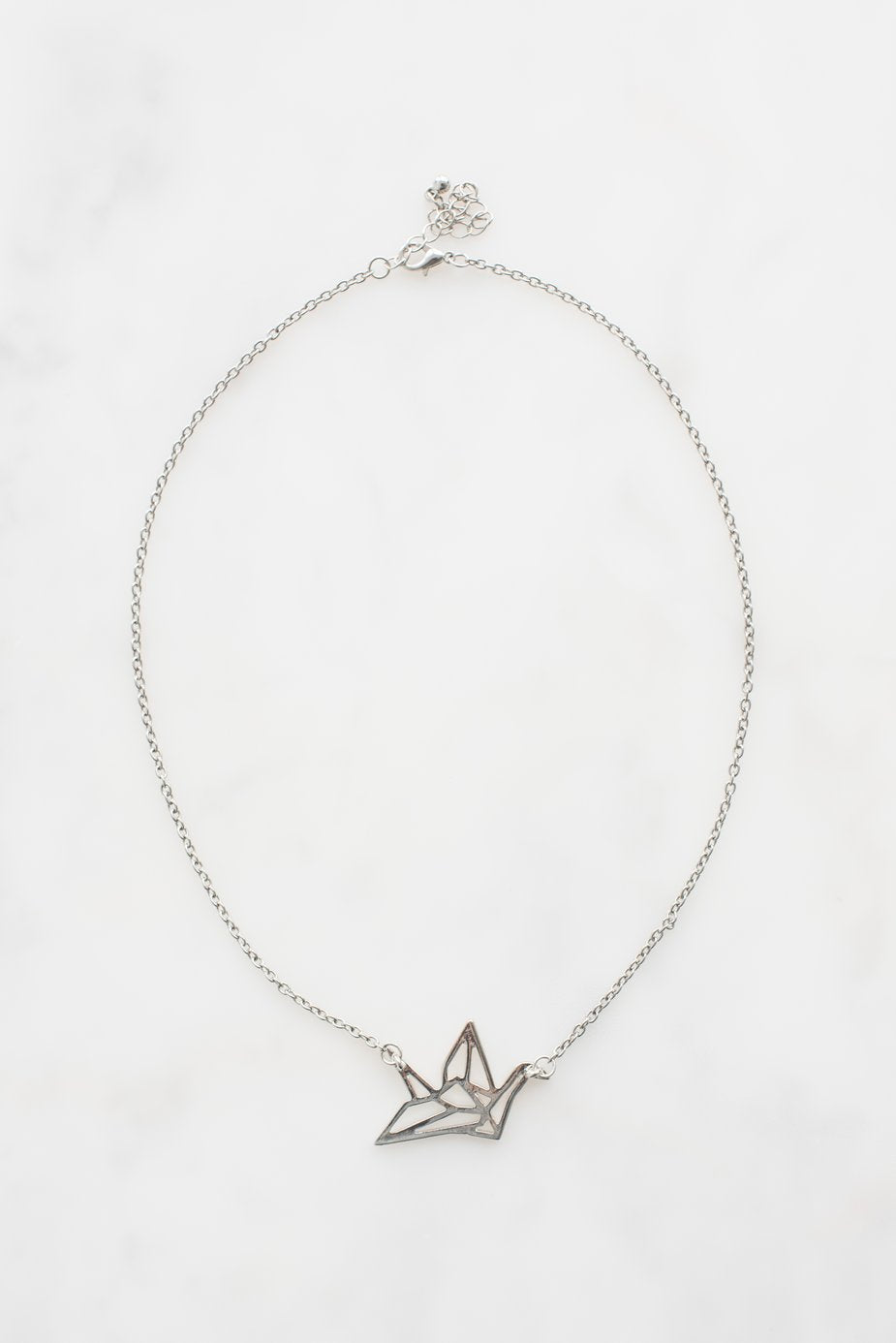 Origami Crane Necklace-(4371055738978)