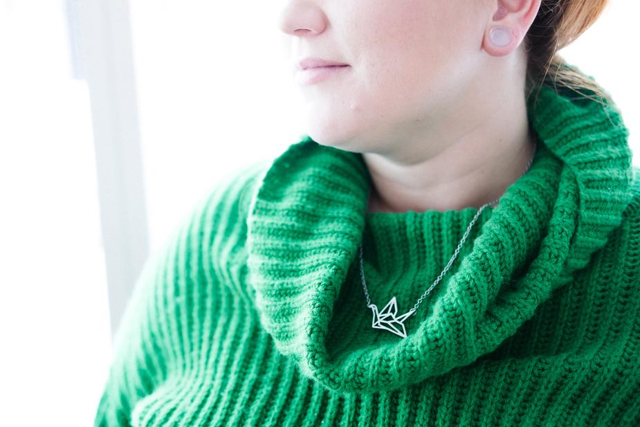Origami Crane Necklace-(4371055738978)